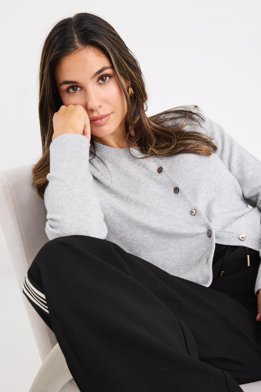 Autograph Light Grey Marle Cashmere Blend Crewneck Cardigan