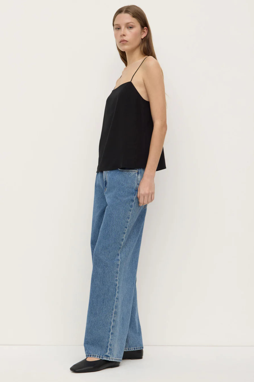 Aime Silk Tank | Black