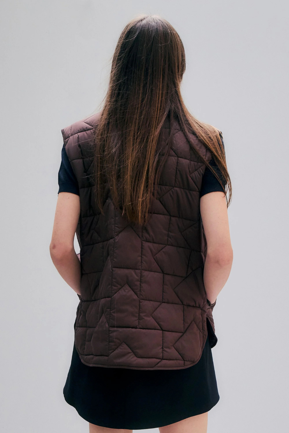 Quilted Monogram Vest | Chocolate