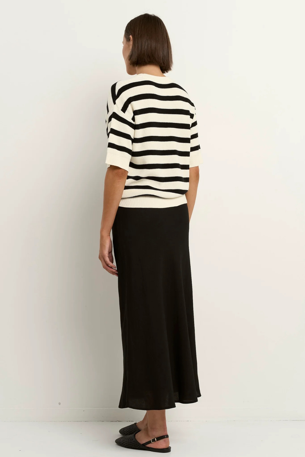 Summit Black Linen Blend Tie Waist Bias Maxi Skirt