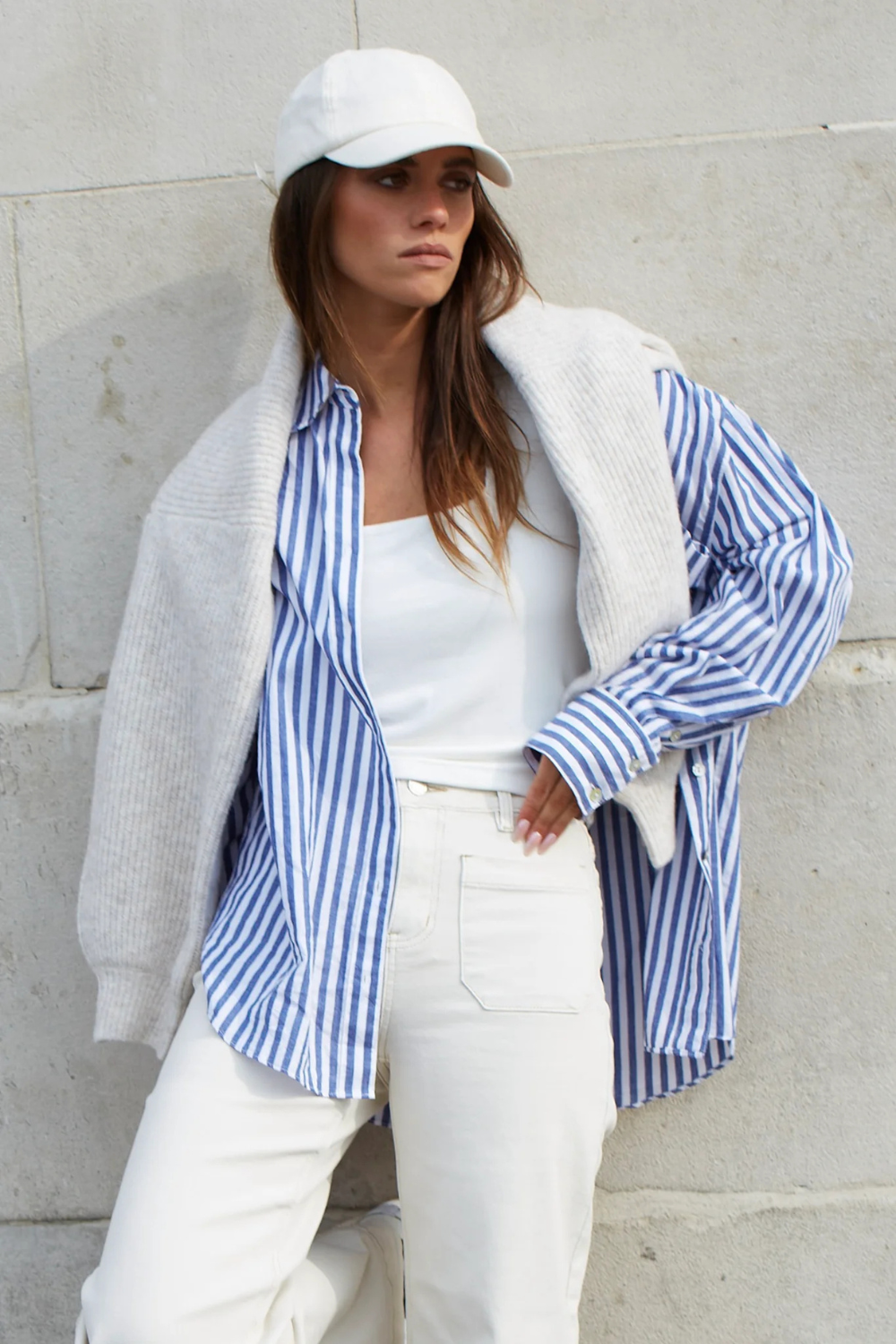 You Got This Blue Stripe Cotton Oversized Shirt
