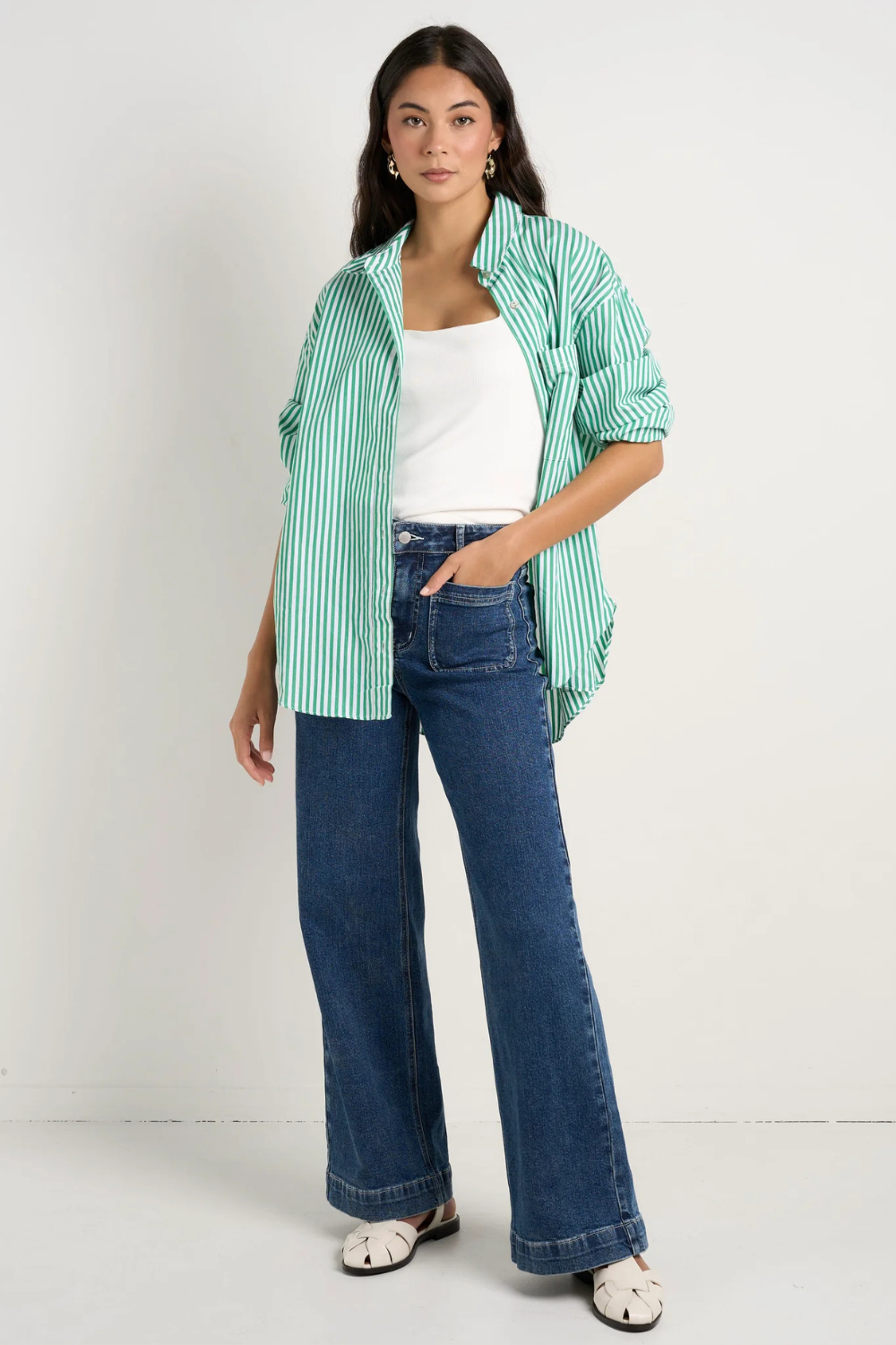 You Got This Green Stripe Poplin Oversized Shirt