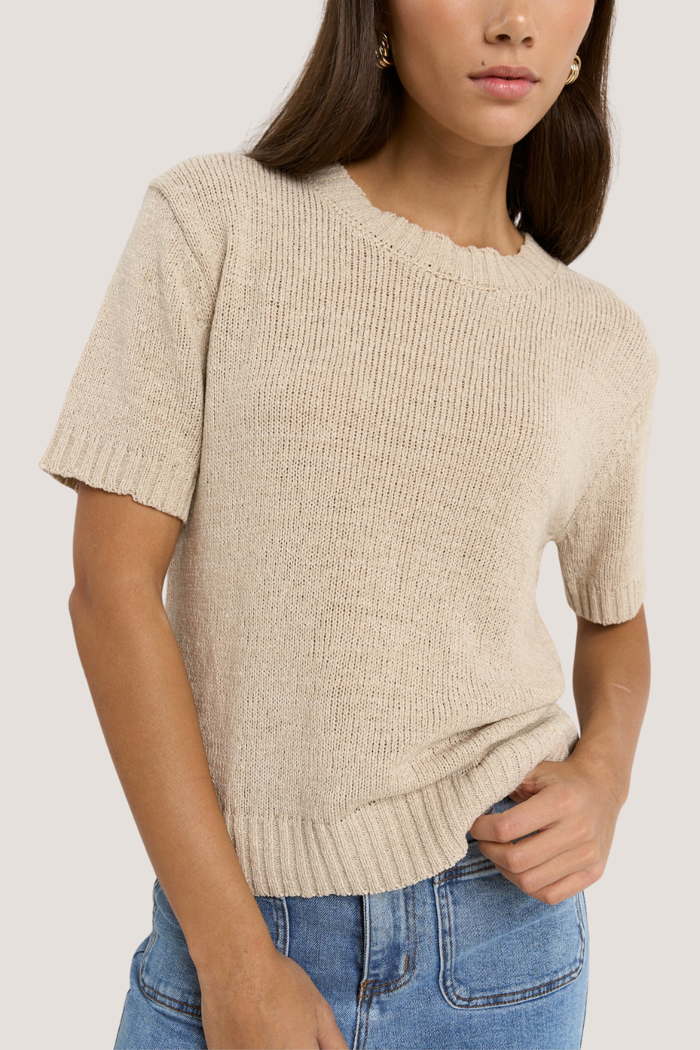 Loveable Natural Tape Yarn Knit Tee