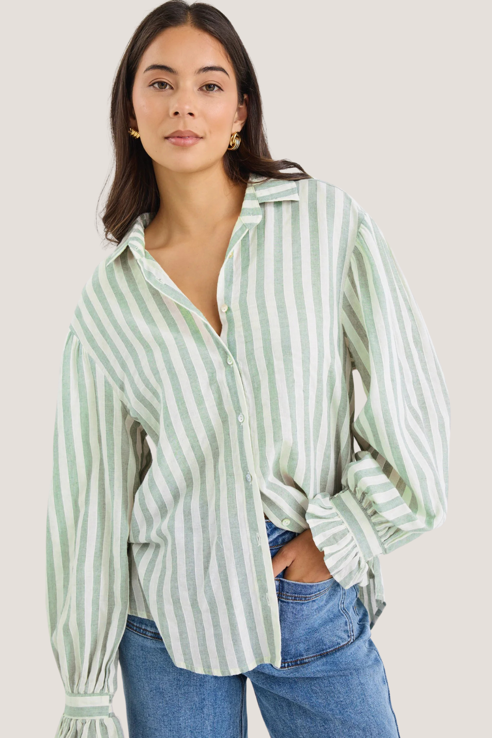 Connection Moss Stripe Drop Shoulder LS Shirt