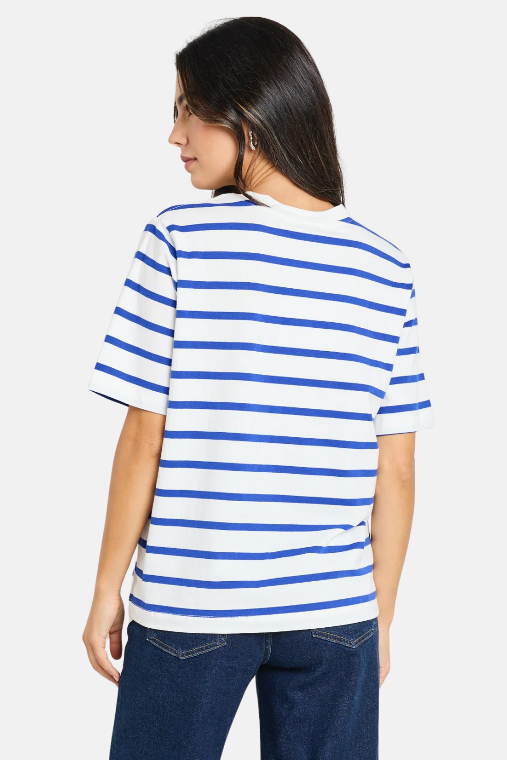Binding Blue White Stripe Boxy Fit Tee
