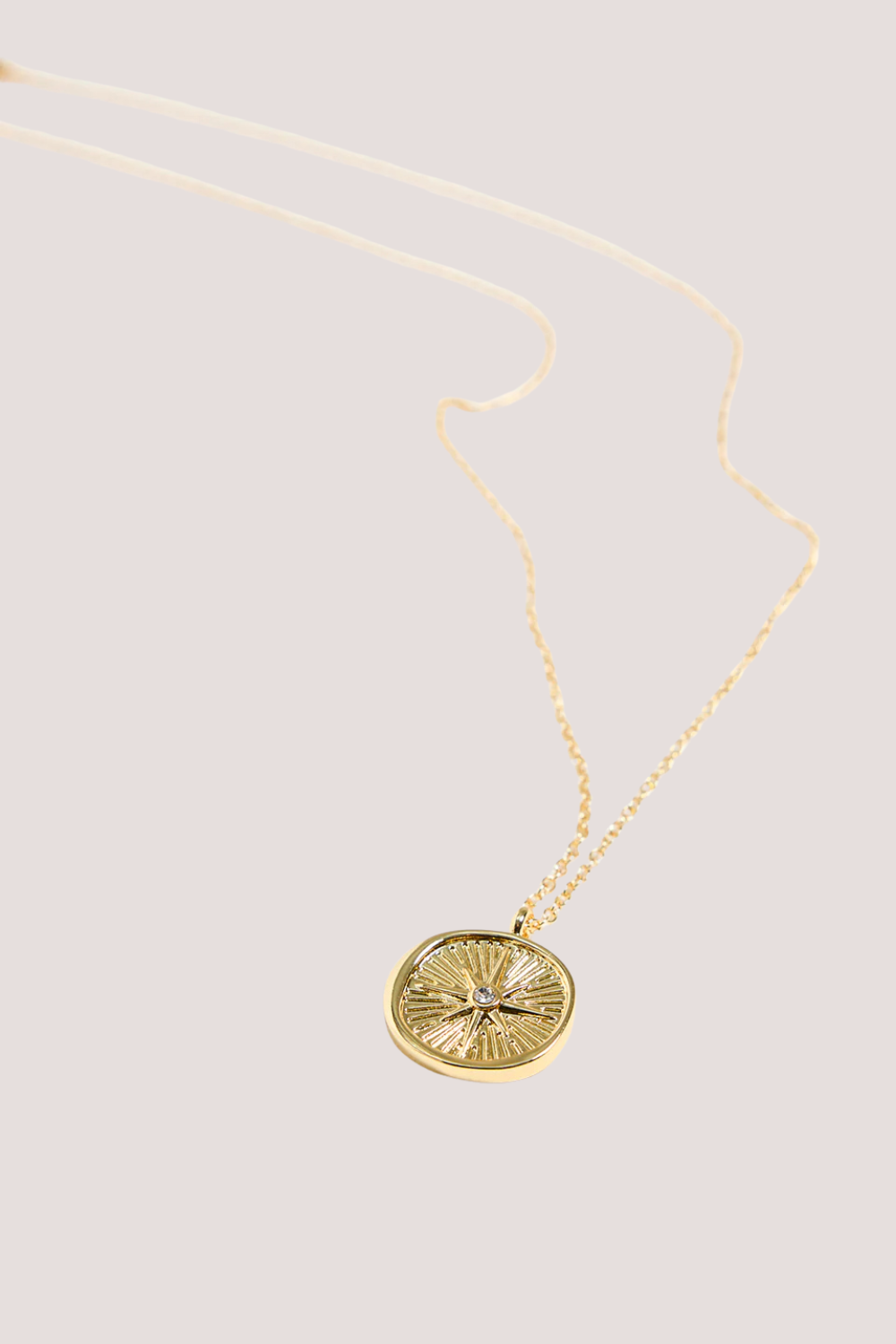 Round Pendant with Charm Gold Necklace