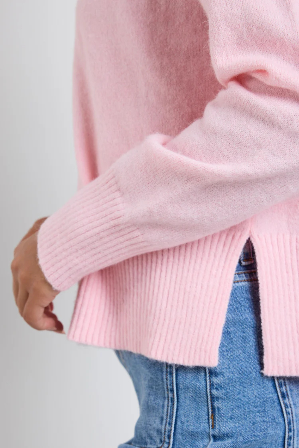 Cloud Blush Funnel Neck Knit Jumper
