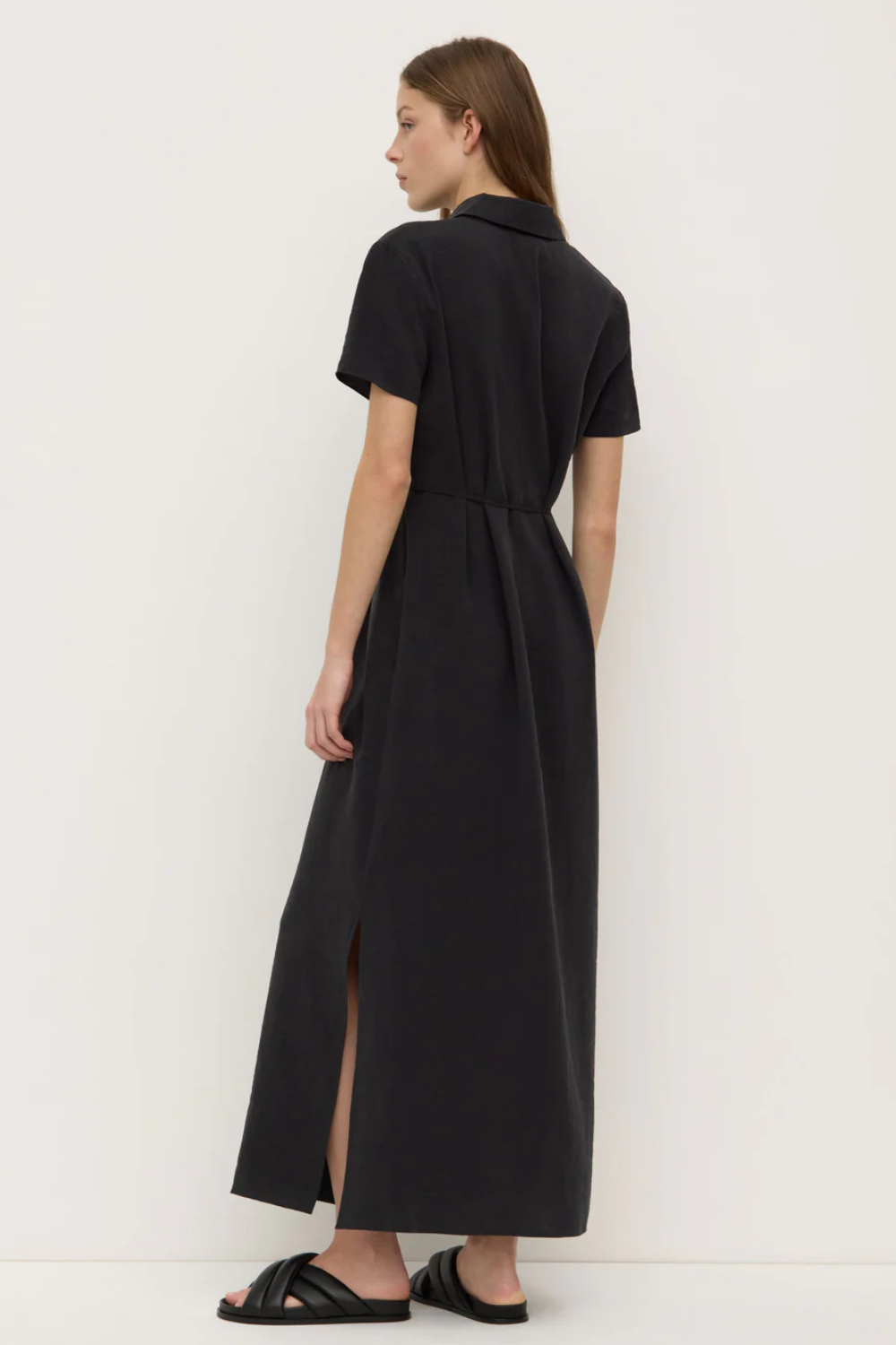 Heather Silk Blend Shirt Dress | Black