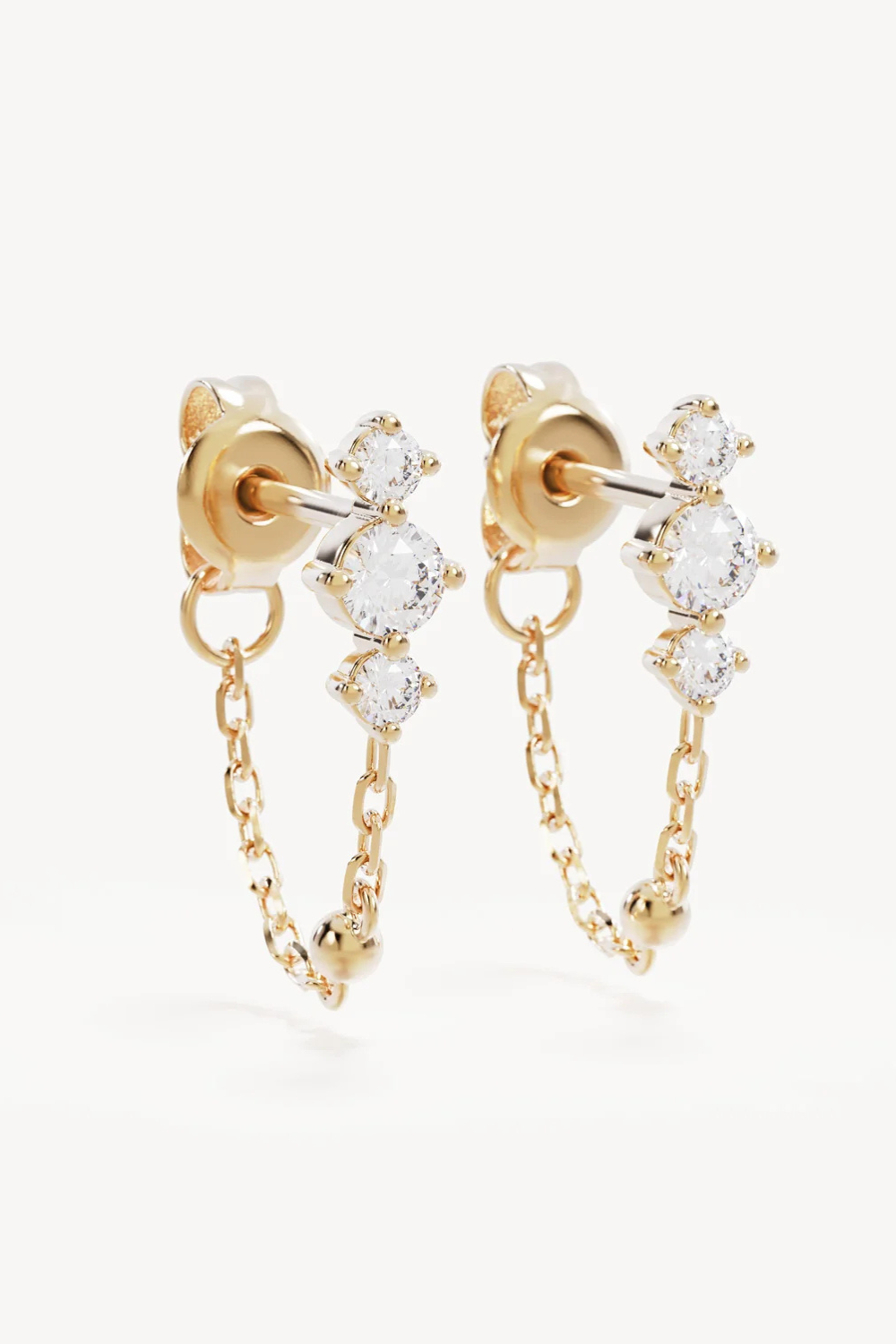 18k Gold Vermeil In the Stars Chain Huggie Earrings