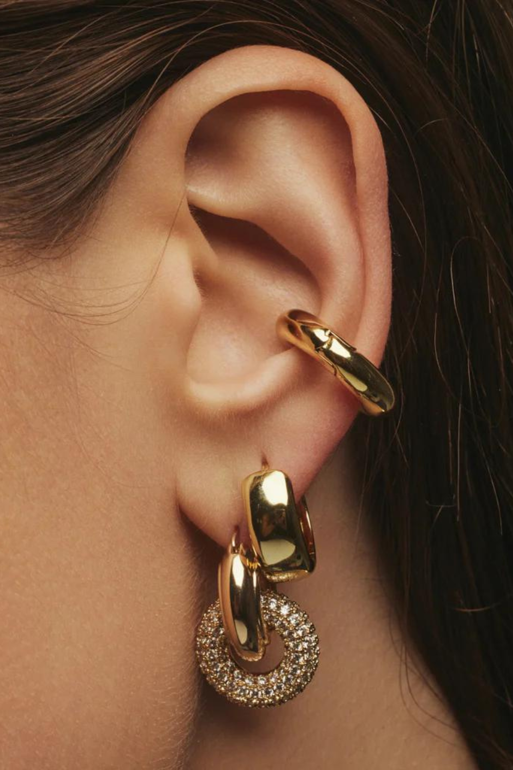 The Pave Interlock Hoops | Gold