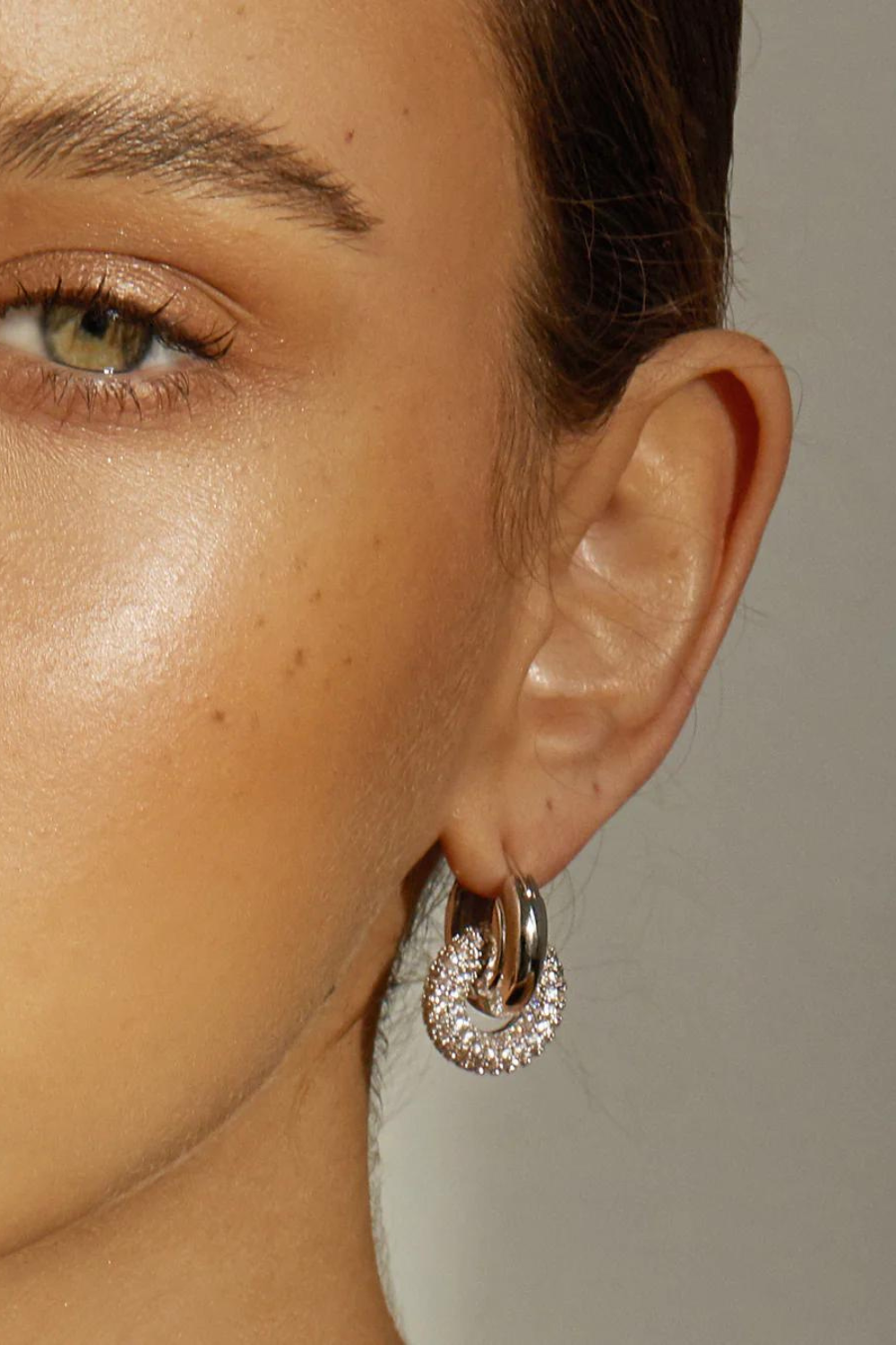 The Pave Interlock Hoops| Silver