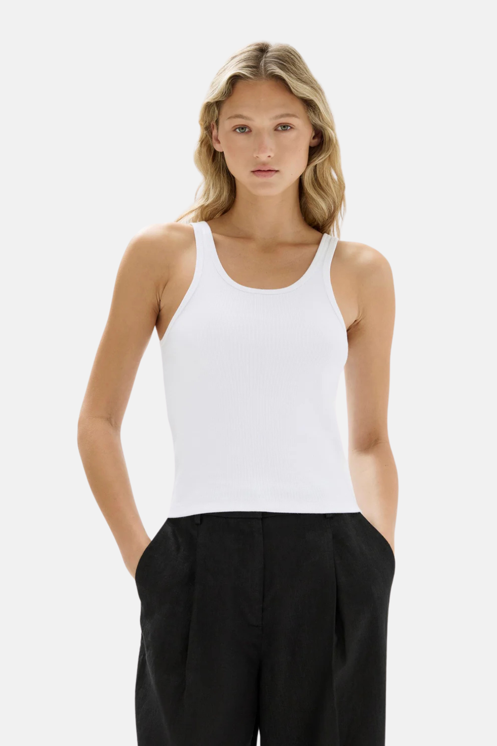 Drew Rib Tank | White