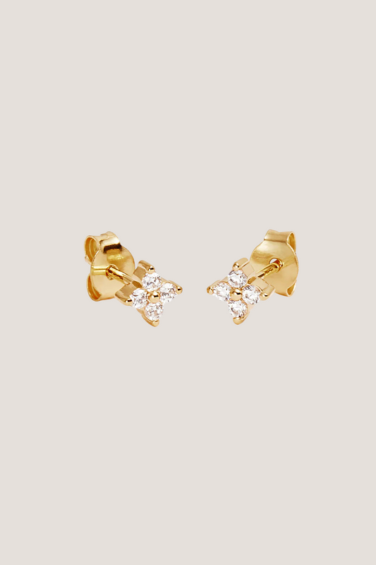 18k Gold Vermeil Crystal Bloom Stud Earrings