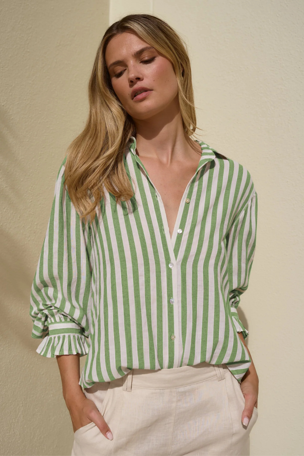 Connection Moss Stripe Drop Shoulder LS Shirt