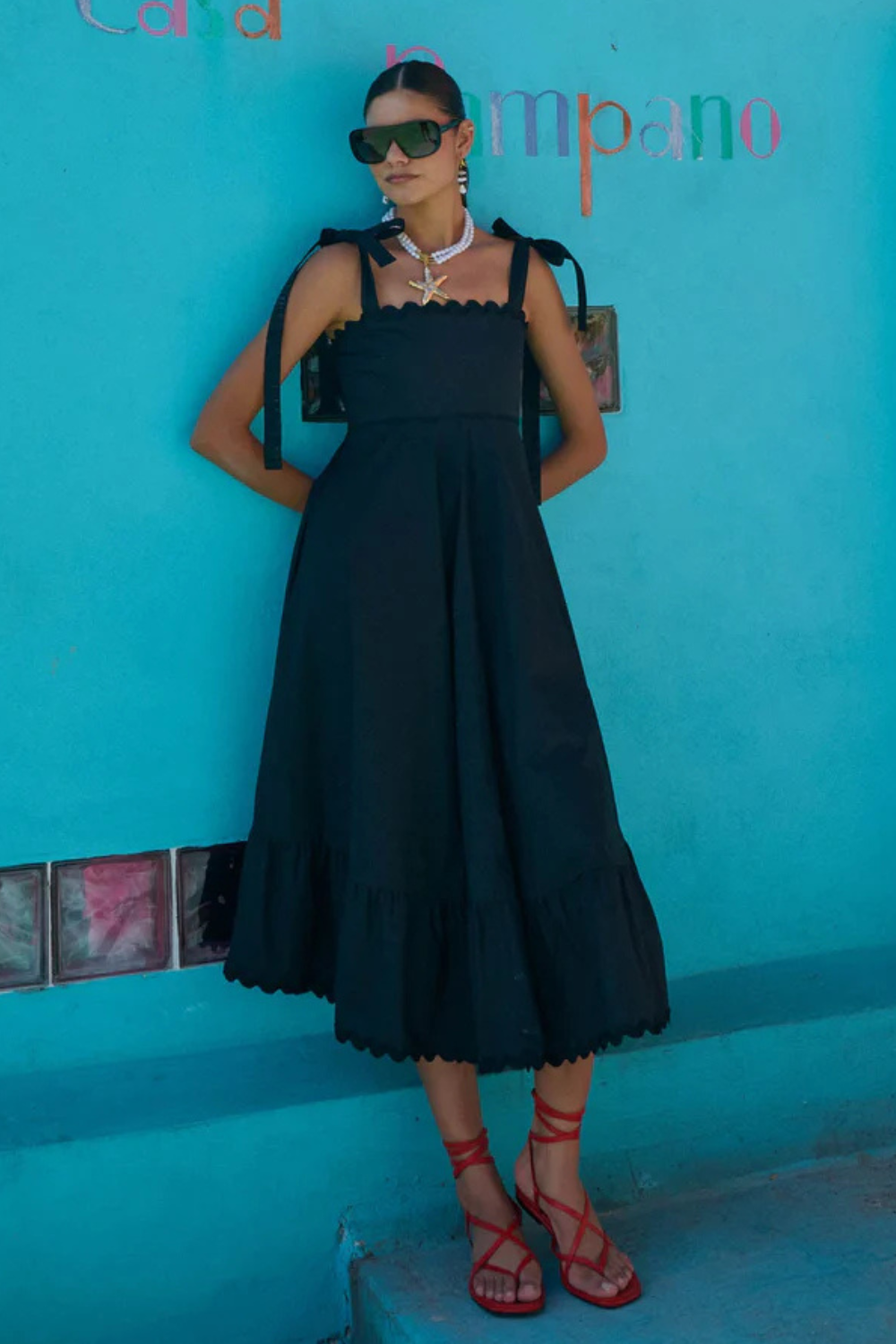 Brasilia Tie Maxi Dress | Black