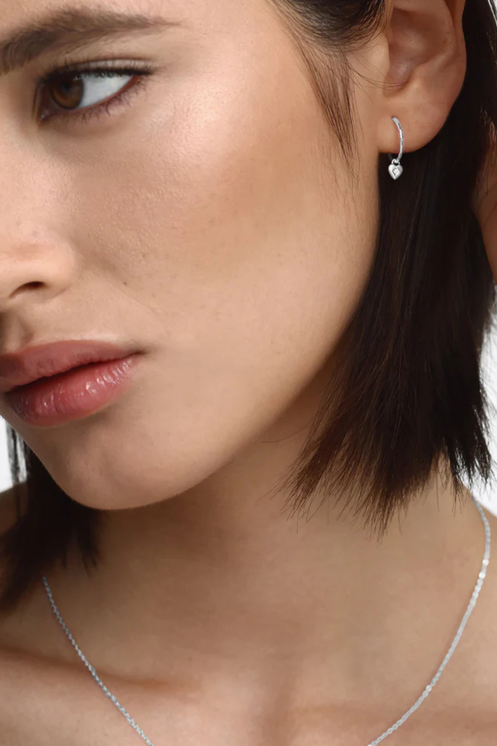 Mini Heart Hoops | Silver