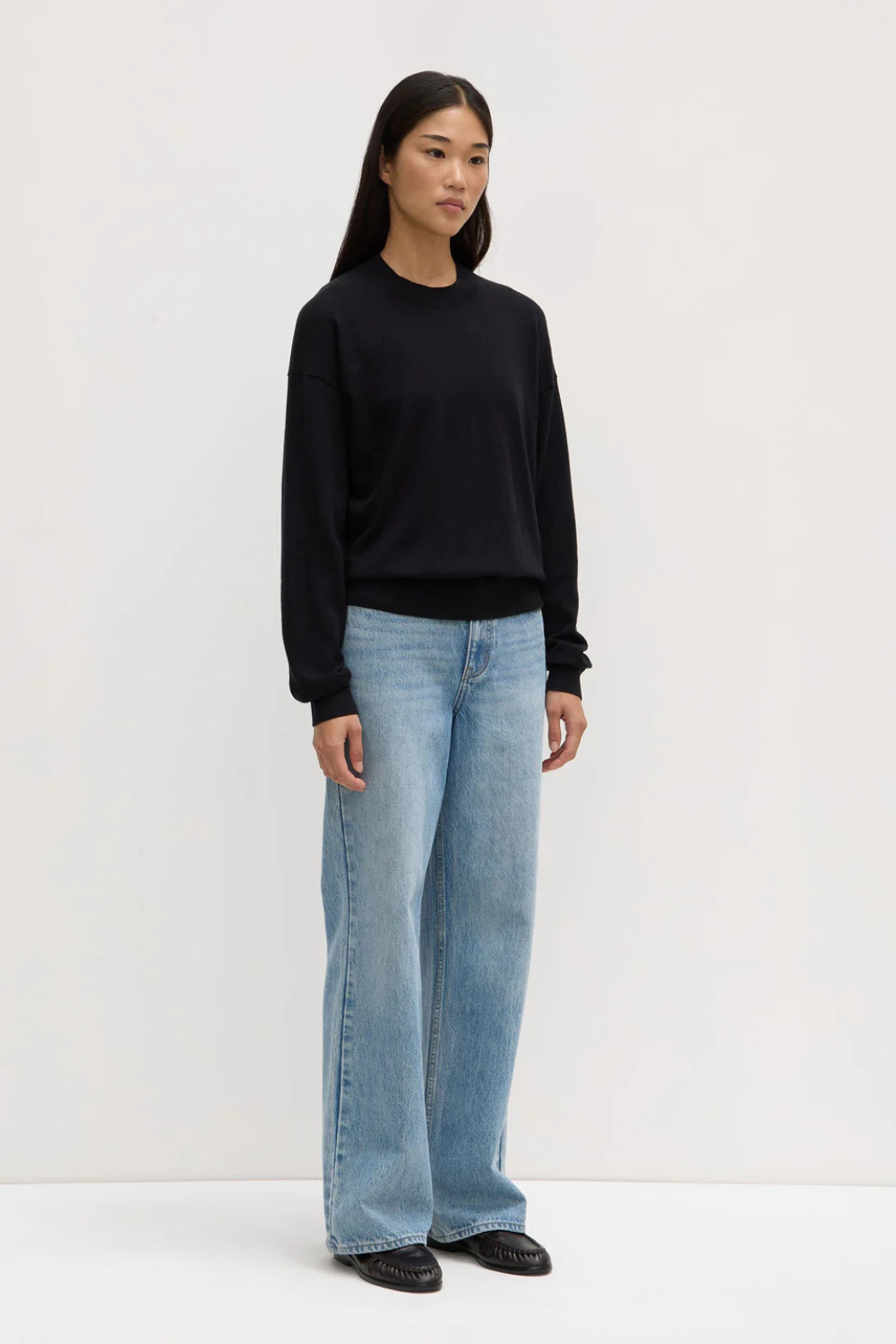 Cotton Cashmere Lounge Sweater | Black