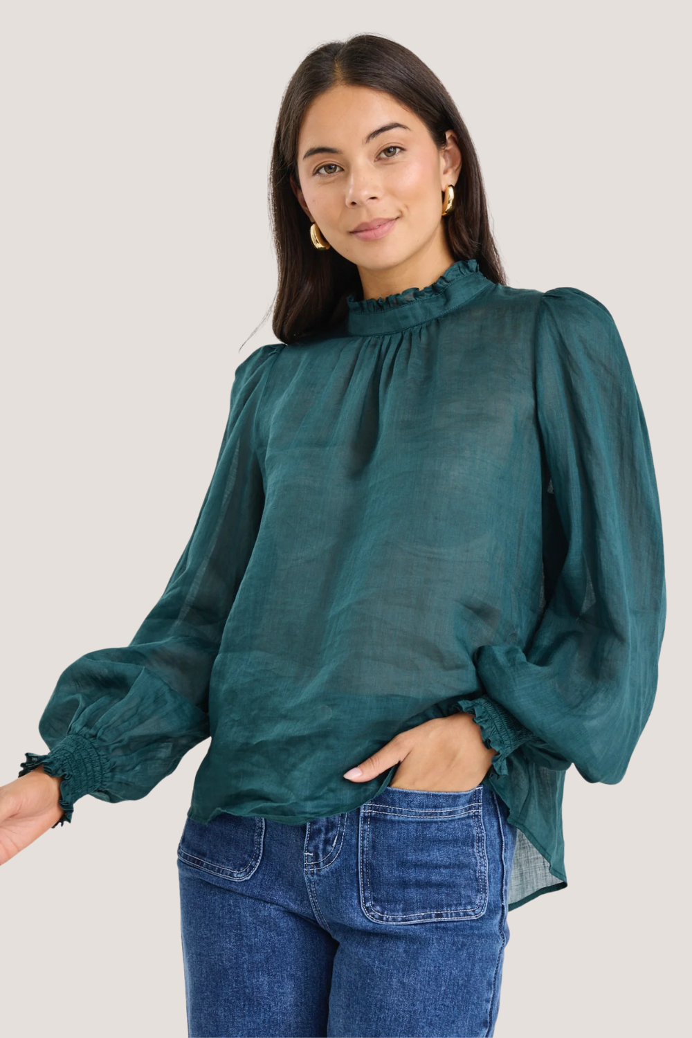 Poet Forest Long Sleeve High Neck Top