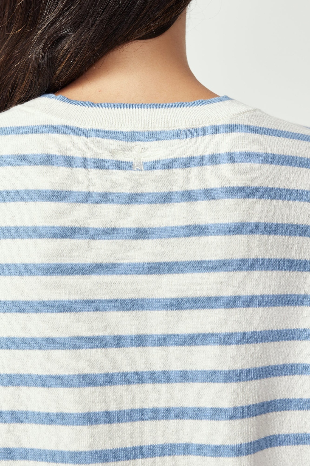 Fountain Sweater | White Linen/Sky Blue