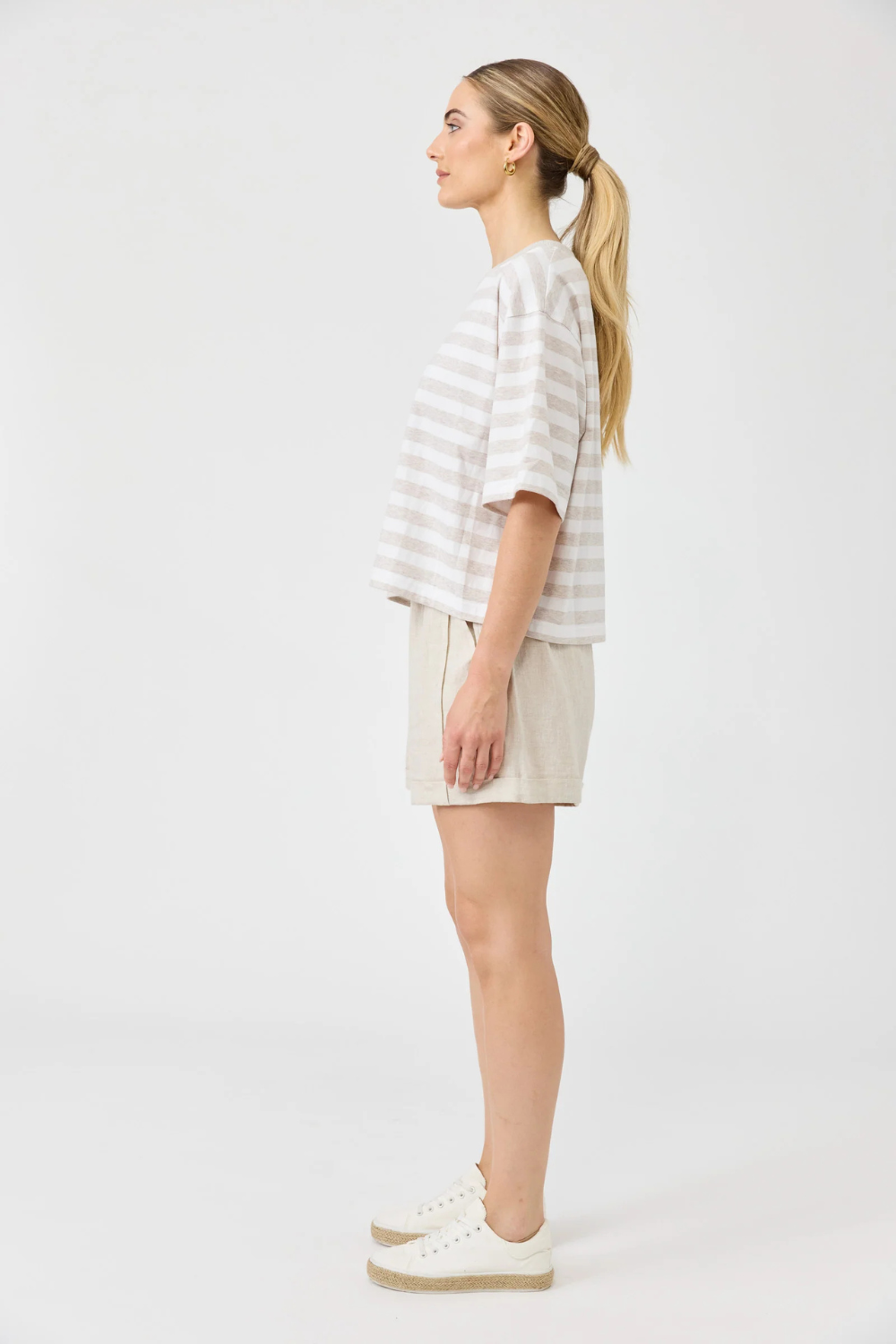 Studio Stripe Tshirt | Stone