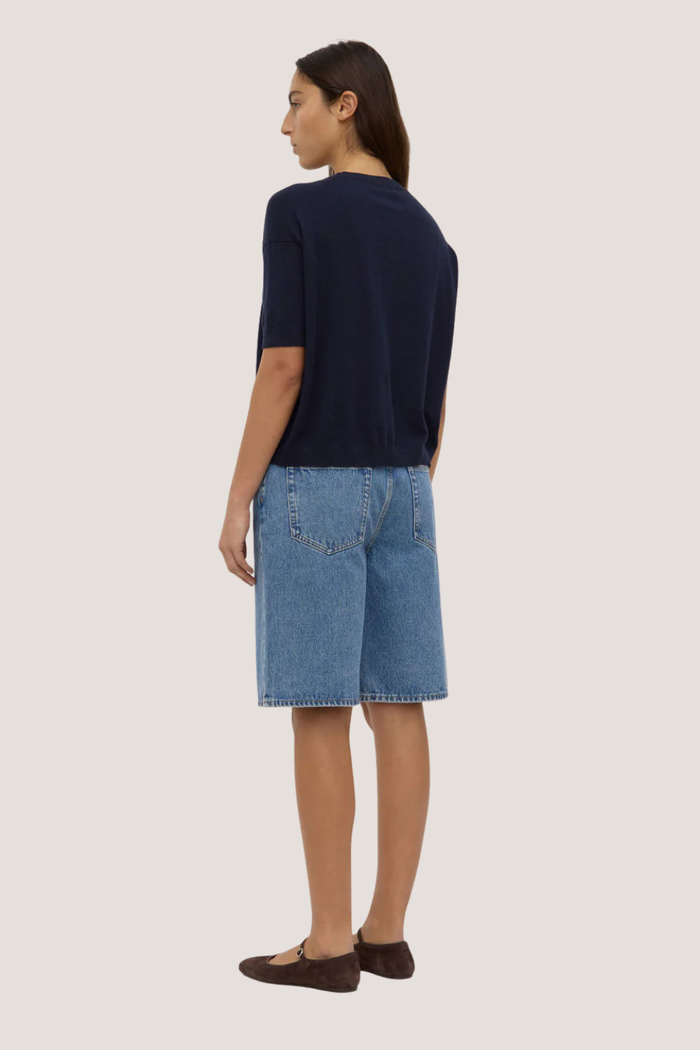 Vanya Cotton Cashmere Knit Tee | True Navy