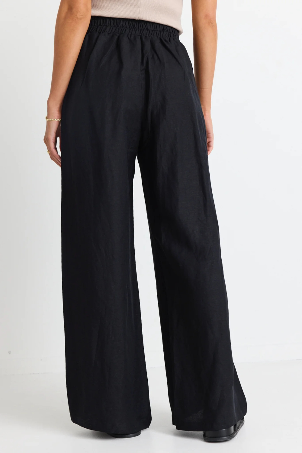 Guardian Black Linen Viscose Elastic Back Pants