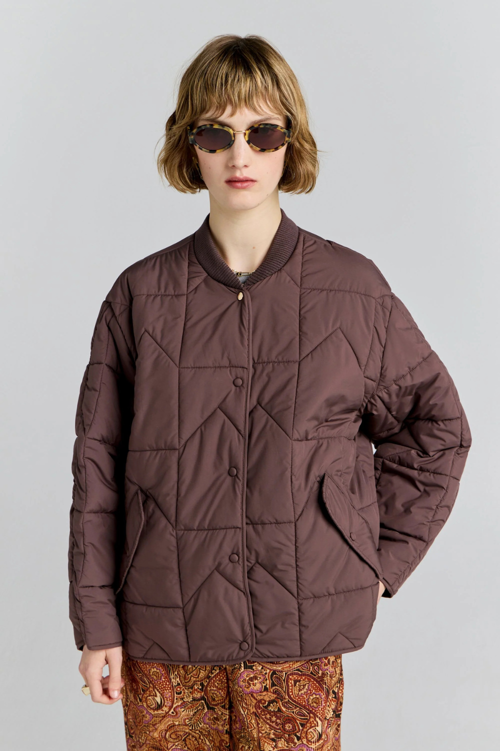 Quilted Monogram Jacket | Chocolate