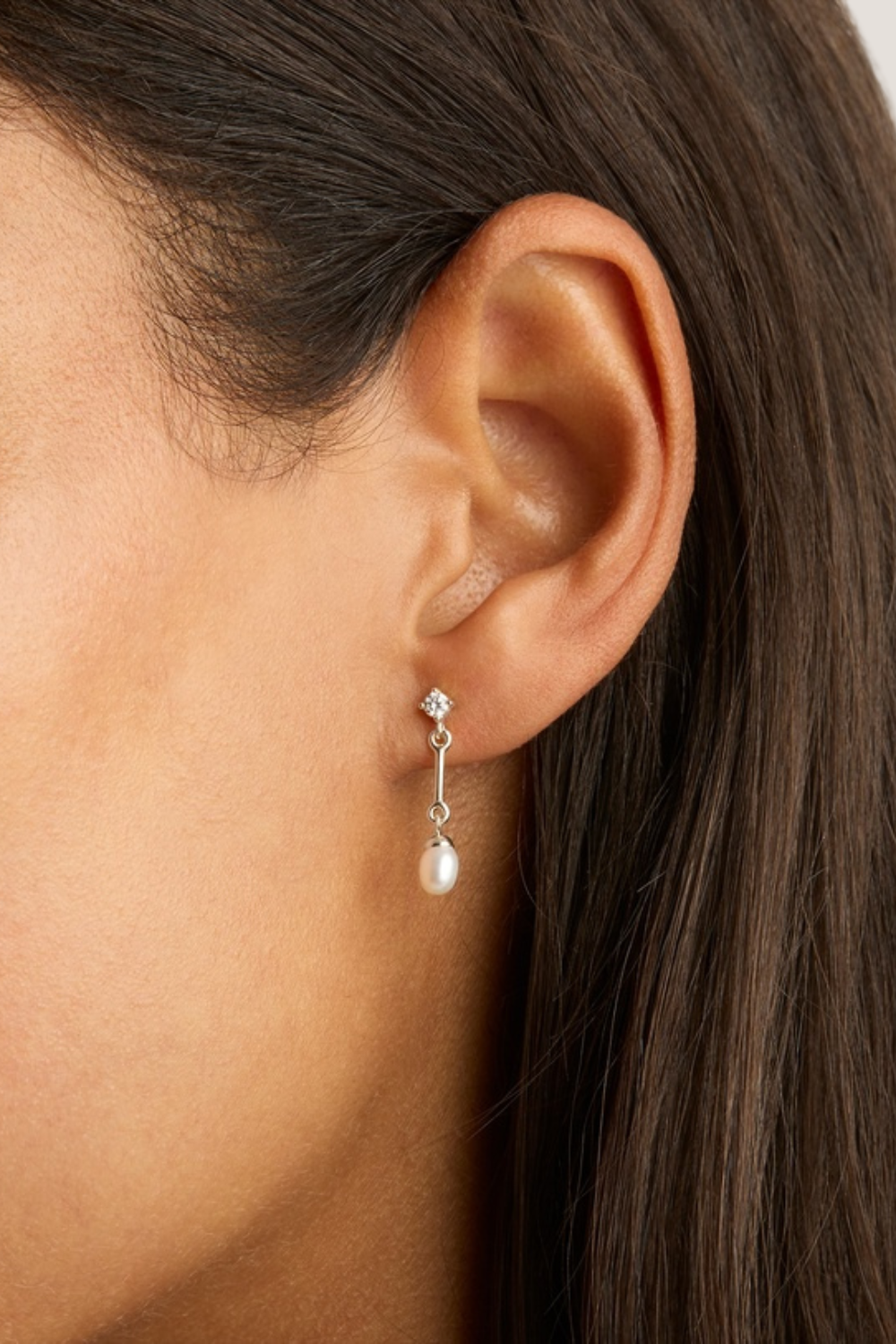 Sterling Silver Embrace Stillness Pearl Drop Earrings