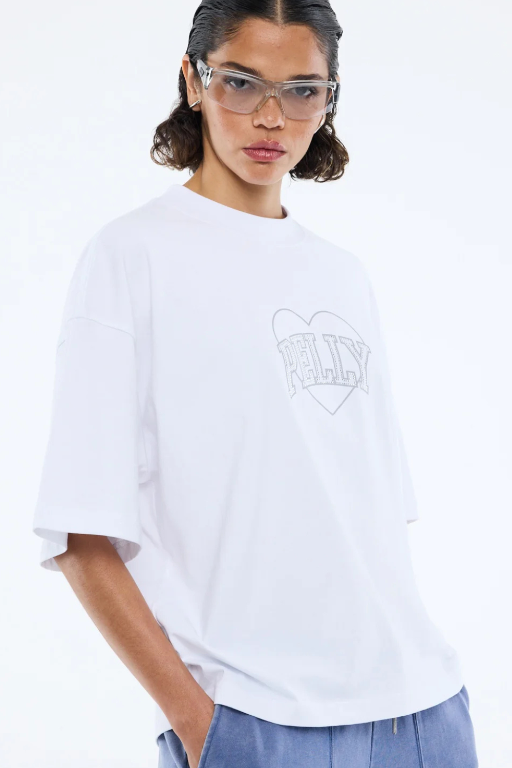 Rhinestone Logo Tee | White