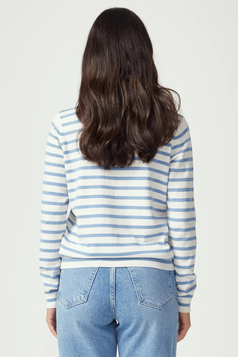 Fountain Sweater | White Linen/Sky Blue