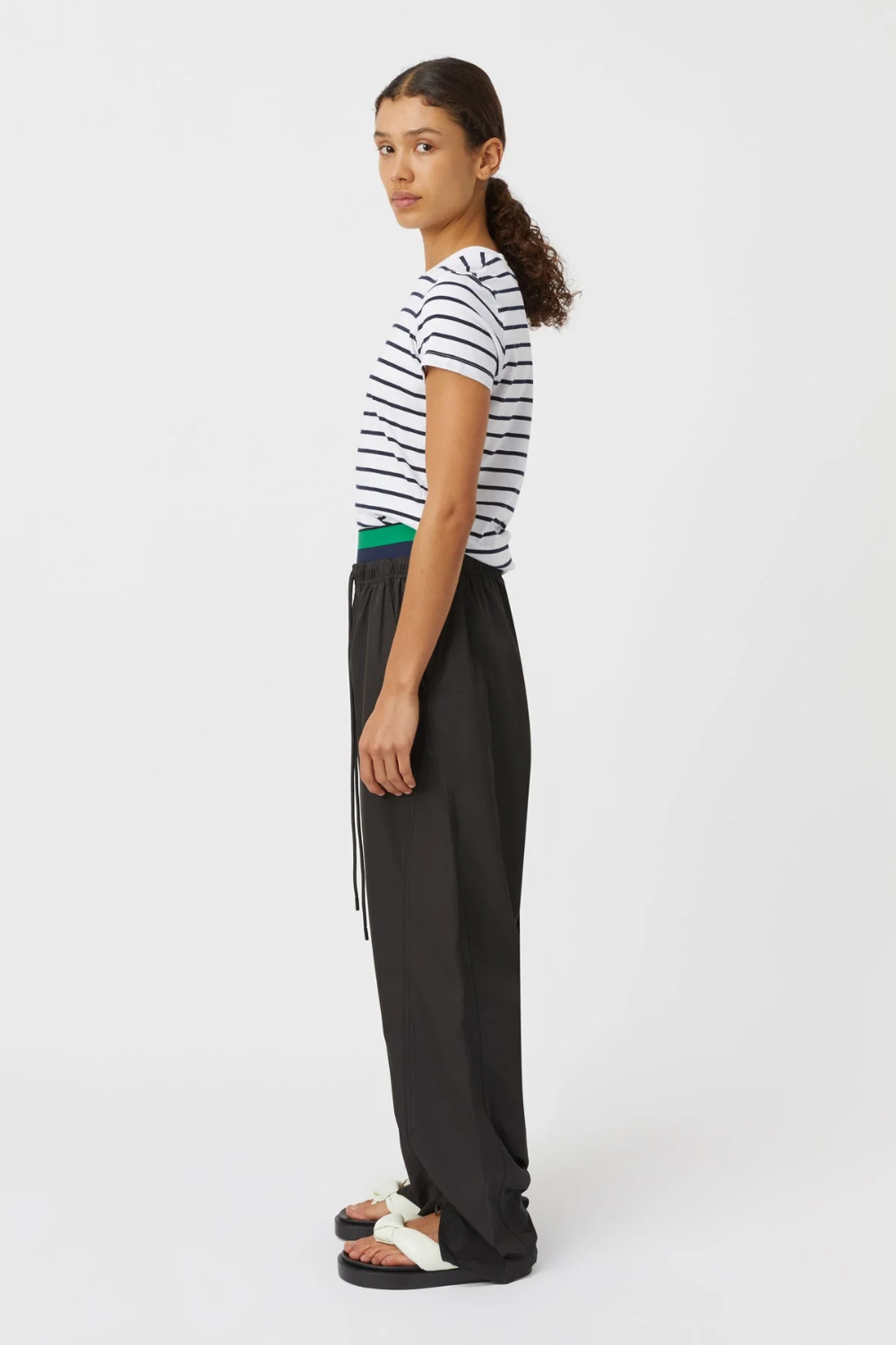 Sora Tee | White/Navy Stripe