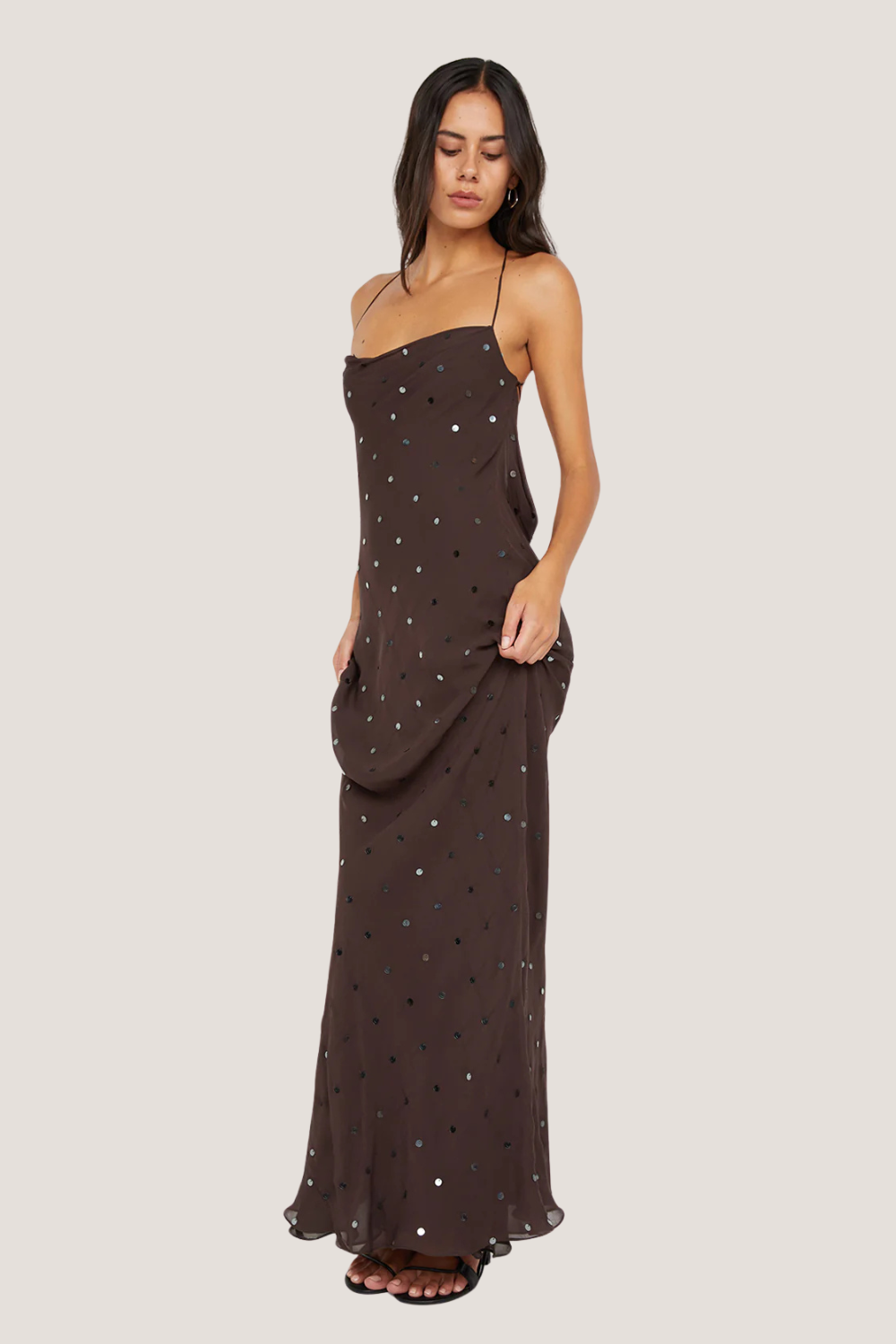 Arielle Slip Maxi Dress | Dark Chocolate
