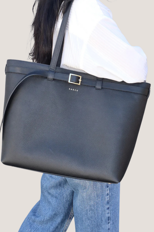 Tia Shoulder Bag Belted Black + Bronze Foil
