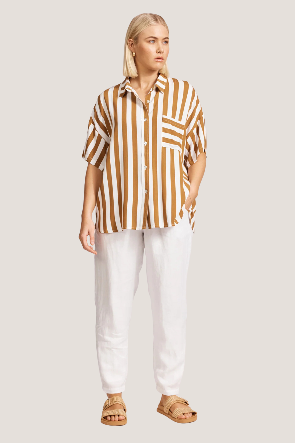 Treville Stripe Shirt | Caramel