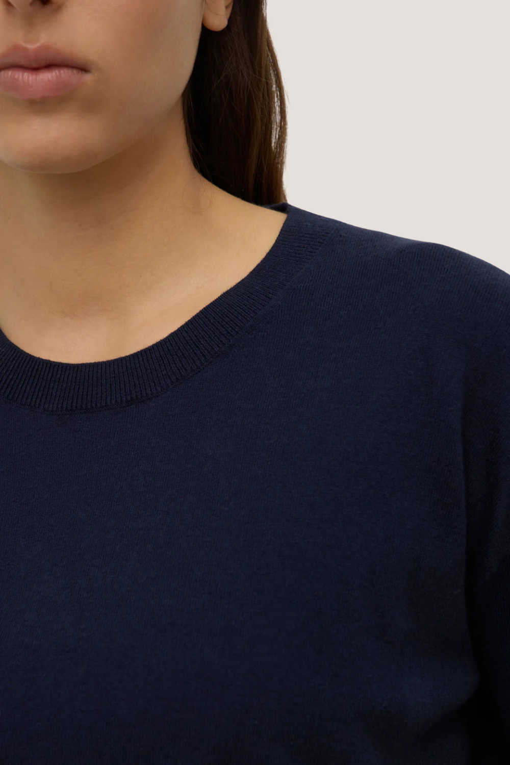 Vanya Cotton Cashmere Knit Tee | True Navy