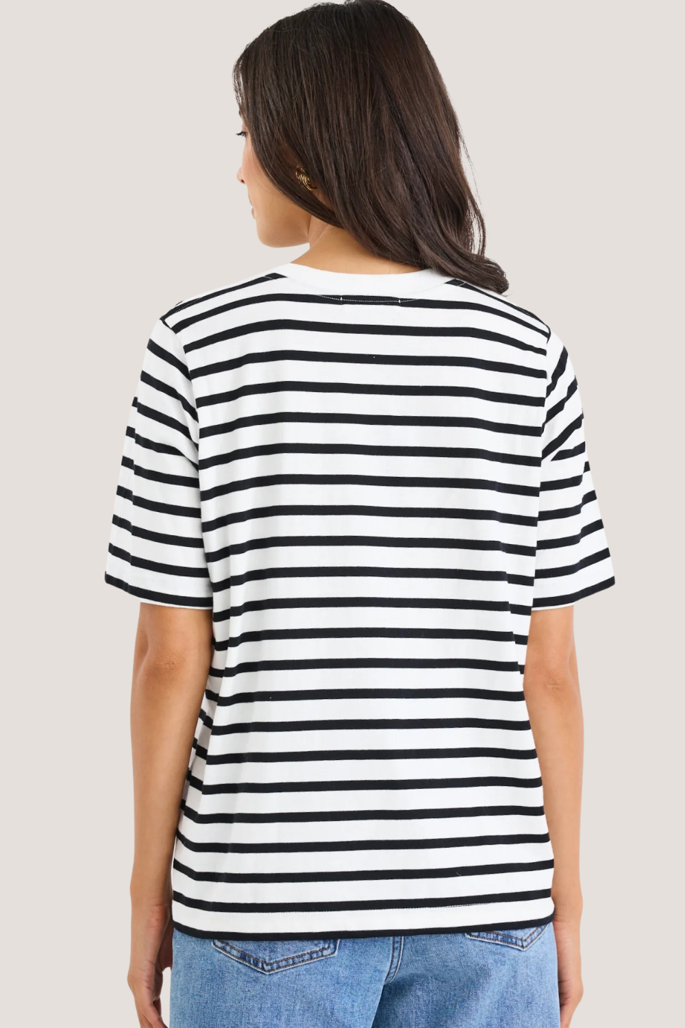 Binding Black White Stripe Boxy Fit Tee