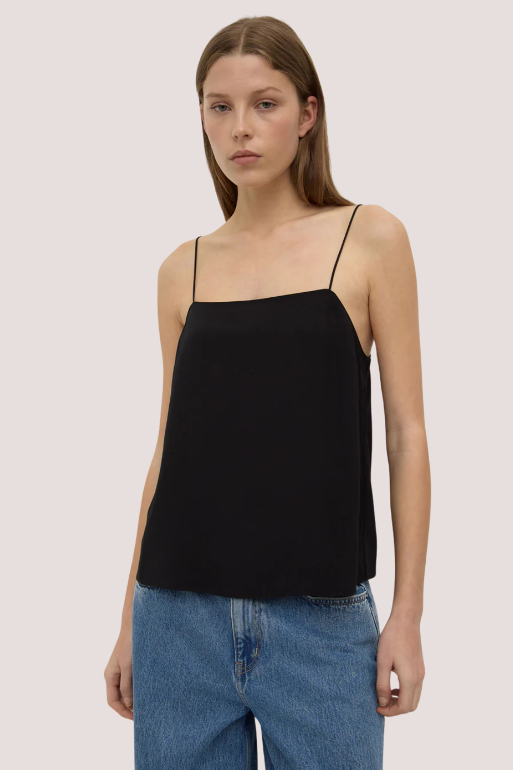 Aime Silk Tank | Black