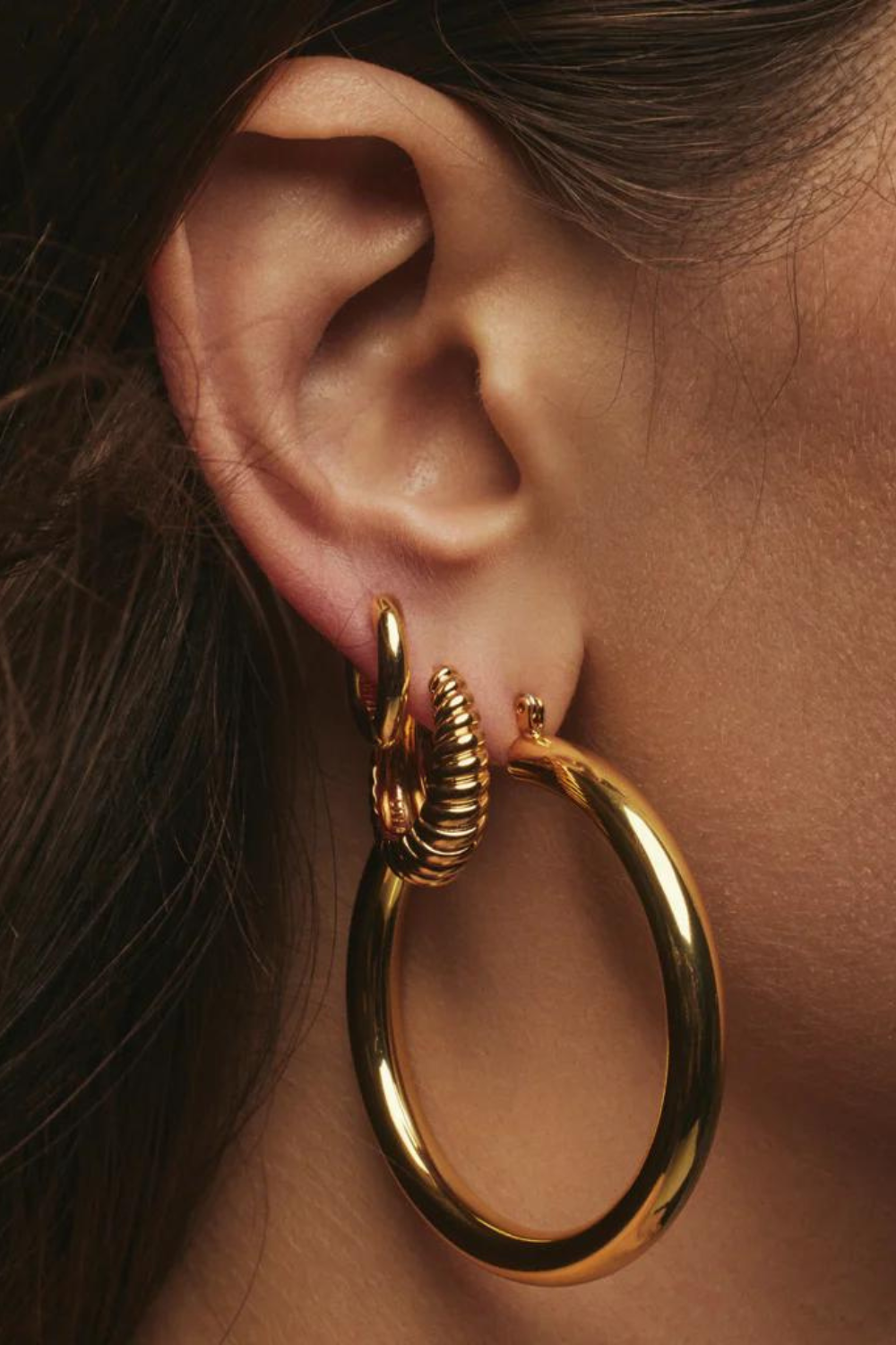 Ridged Marabella Hoops | Gold