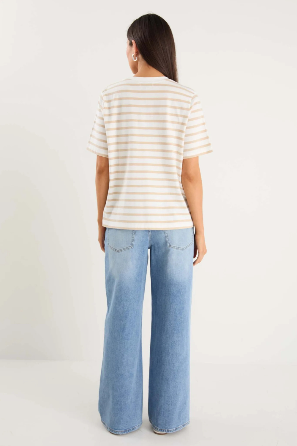 Binding White Natural Stripe Boxy Fit Tee