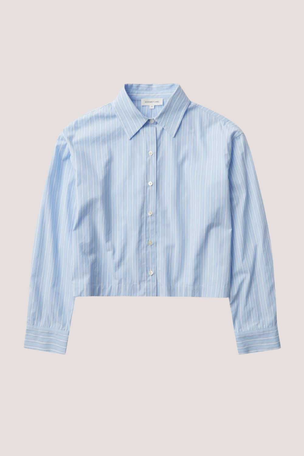 Tessa Poplin Cropped Long Sleeve Shirt | Blue Stripe