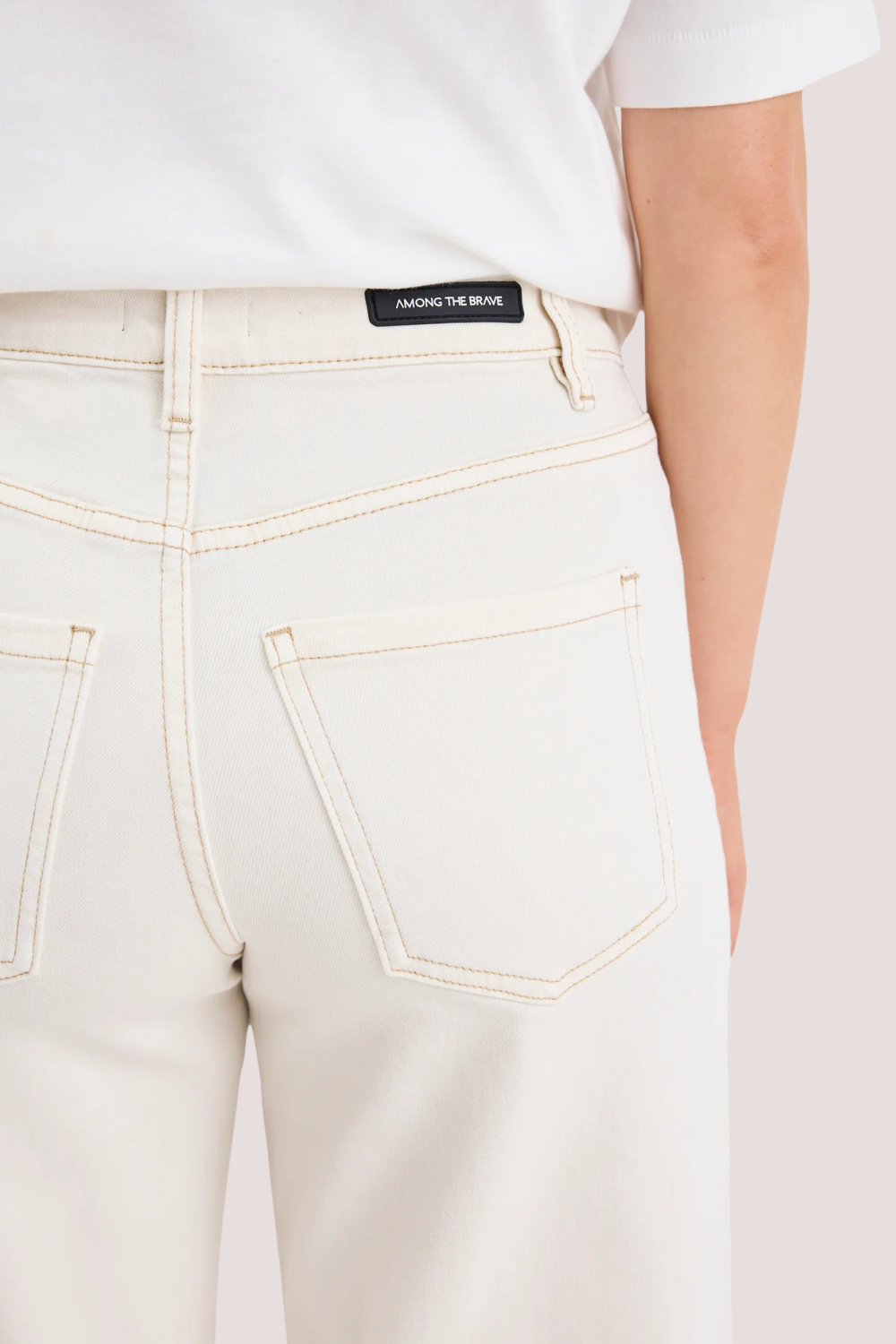 Zoey Ecru Petite High Rise Wide Leg Pocket Jean