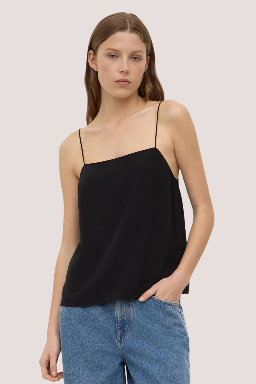 Aime Silk Tank | Black