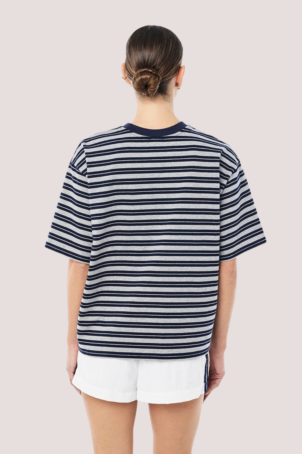Oversized Spark Tee | Dark Navy Stripe