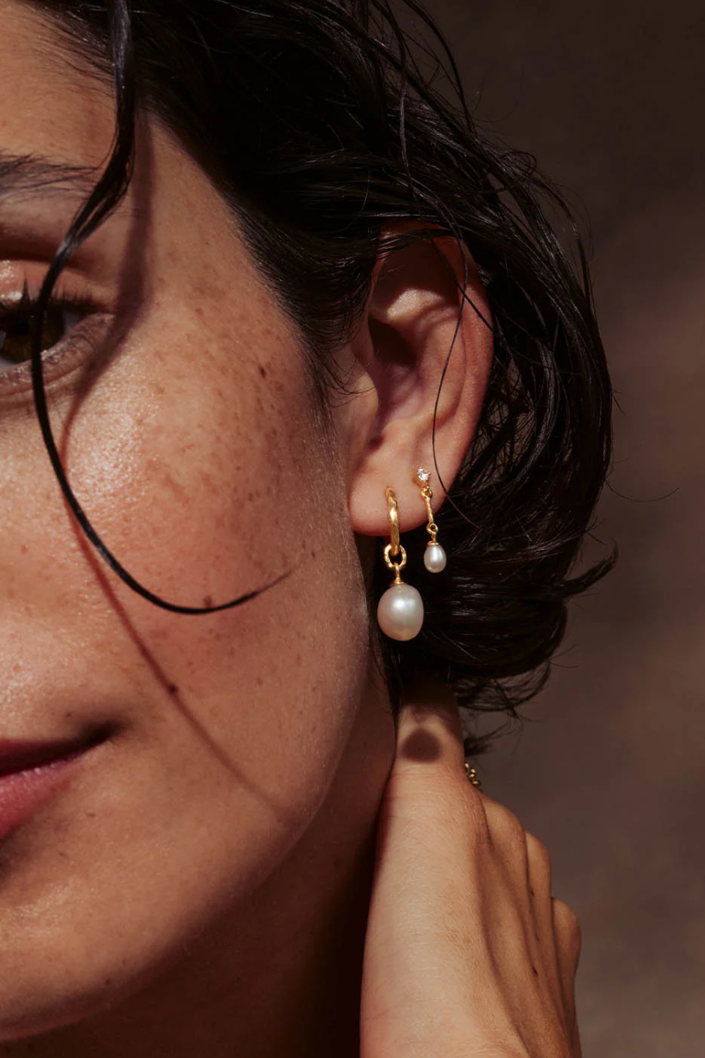 18k Gold Vermeil Embrace Stillness Pearl Hoops
