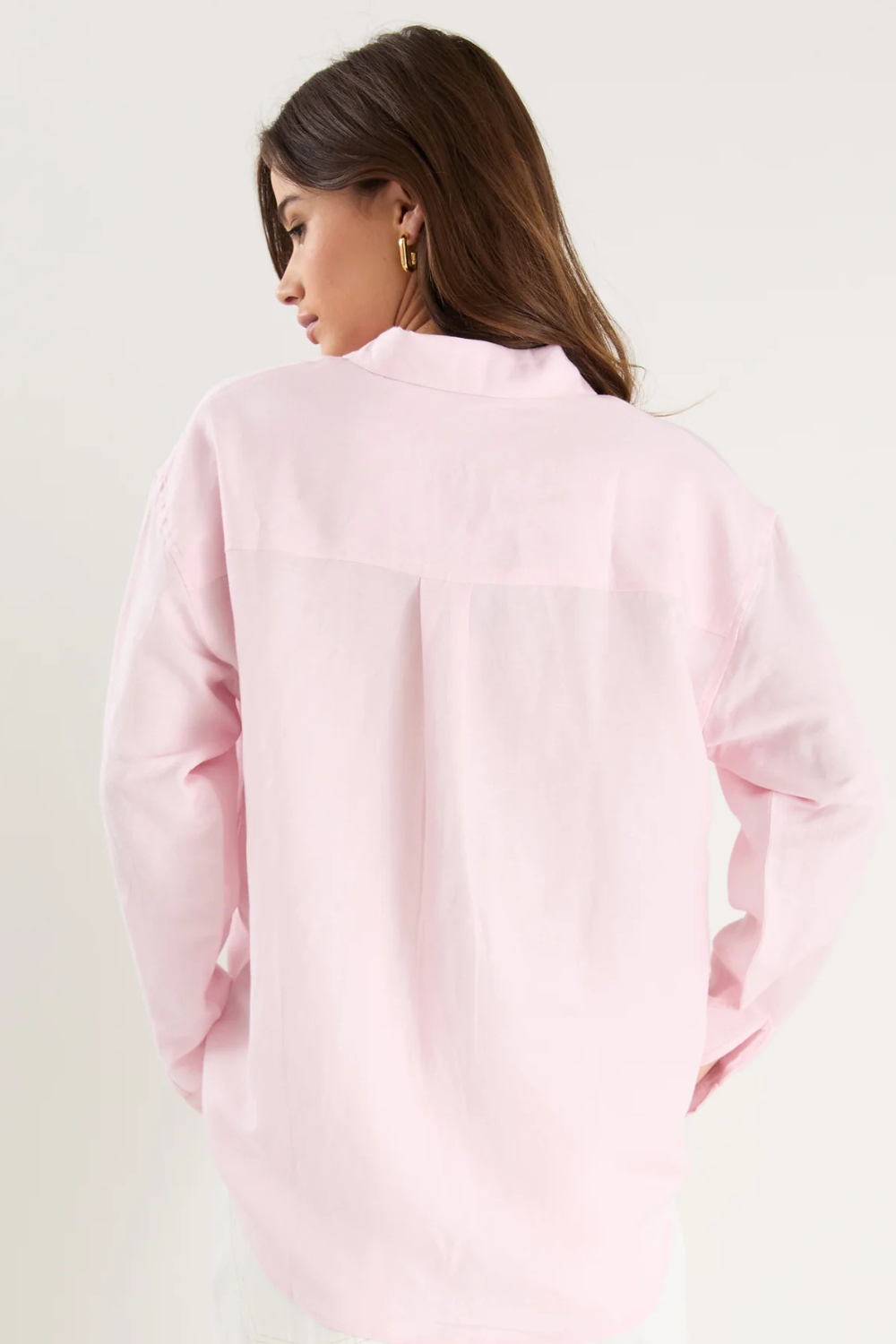Exalted Pale Pink Linen Viscose Oversized Shirt