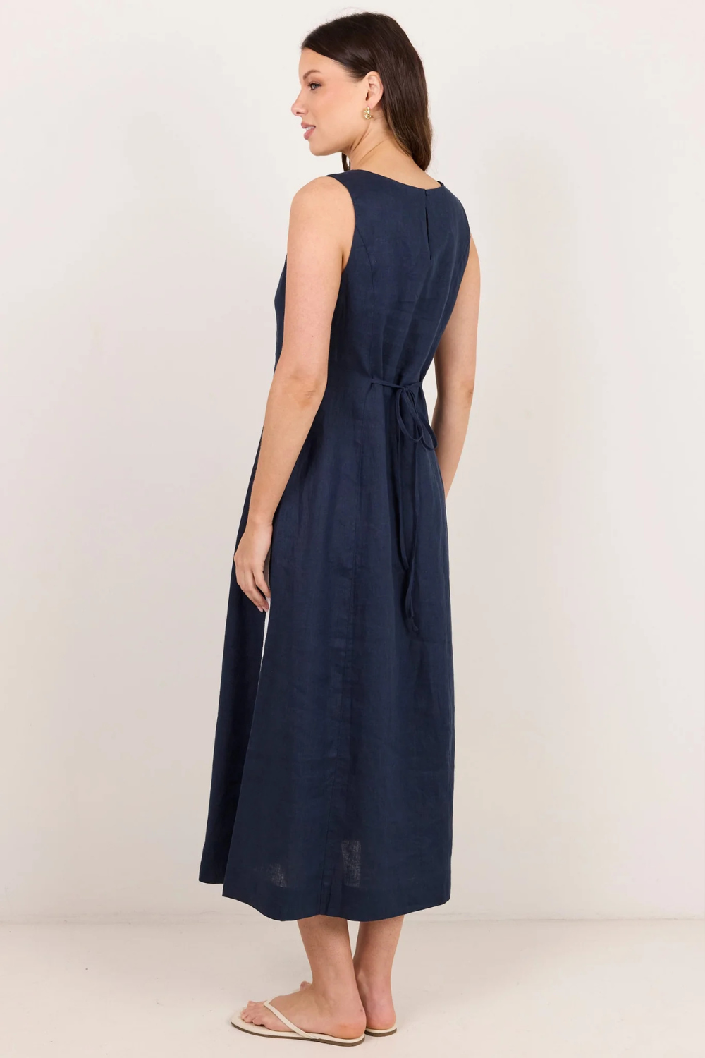 Future Ink Linen Sleeveless Midi Dress