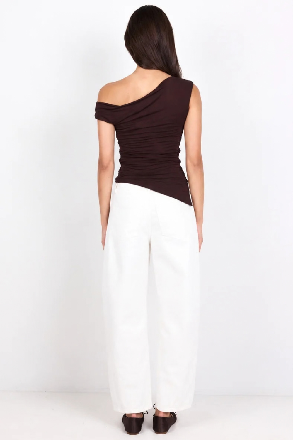 Campaign Chocolate Off Shoulder Ruched Top