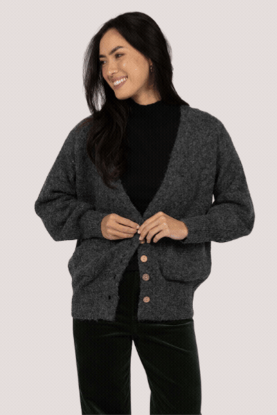 Riley Knit Cardi | Charcoal
