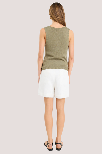 Literal Ivory Linen Pleat Front Shorts