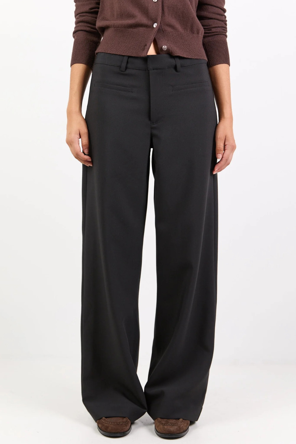 Fierce Black Low Rise Stretch Wide Pants